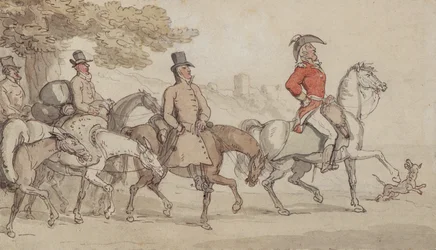 Illustrationen für Die Militärabenteuer von Johnny Newcome: Dashed mit seiner Suite für Santarem in dieser Nacht von John Mitford (1782-1831)